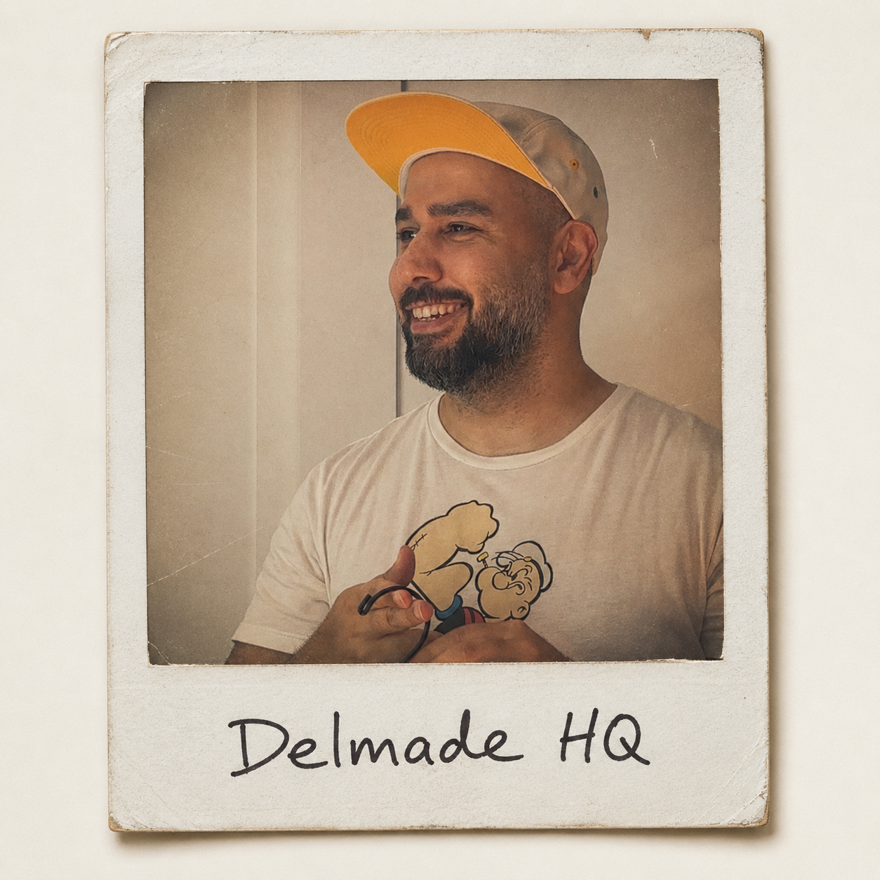 Majid, creator of Delmade Studio, at Delmade HQ